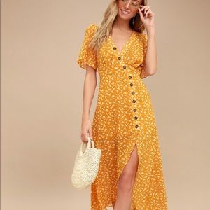 Lulus yellow floral maxi dress